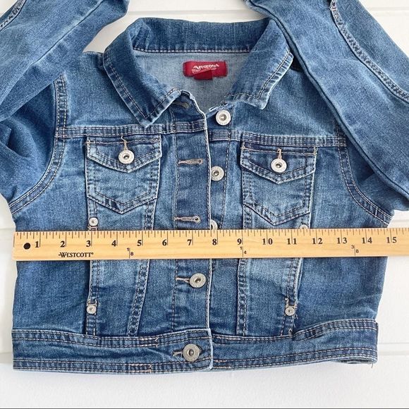 Arizona Jean Company Girls Button Closure Crop Denim Jean Jacket Size L 10/12 - Picture 9 of 12